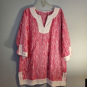 Hot Pink Zebra Beach Cover-Up, Size L